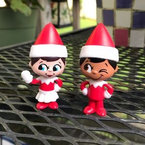 Lot of 2 CCA & B Christmas Pixie Elves Elf On Shelf Plastic Figures
